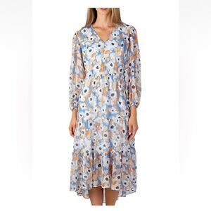 Joie Womens Limited Edition LS Tiered Printed Maxi Dress Floral Fields M